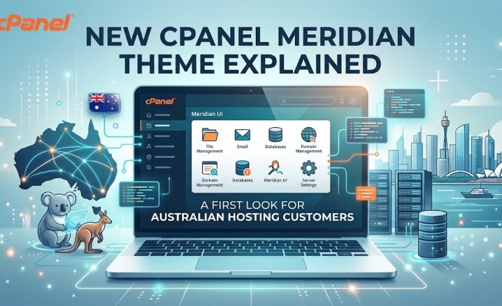 New cPanel Meridian theme dashboard interface first look screenshot